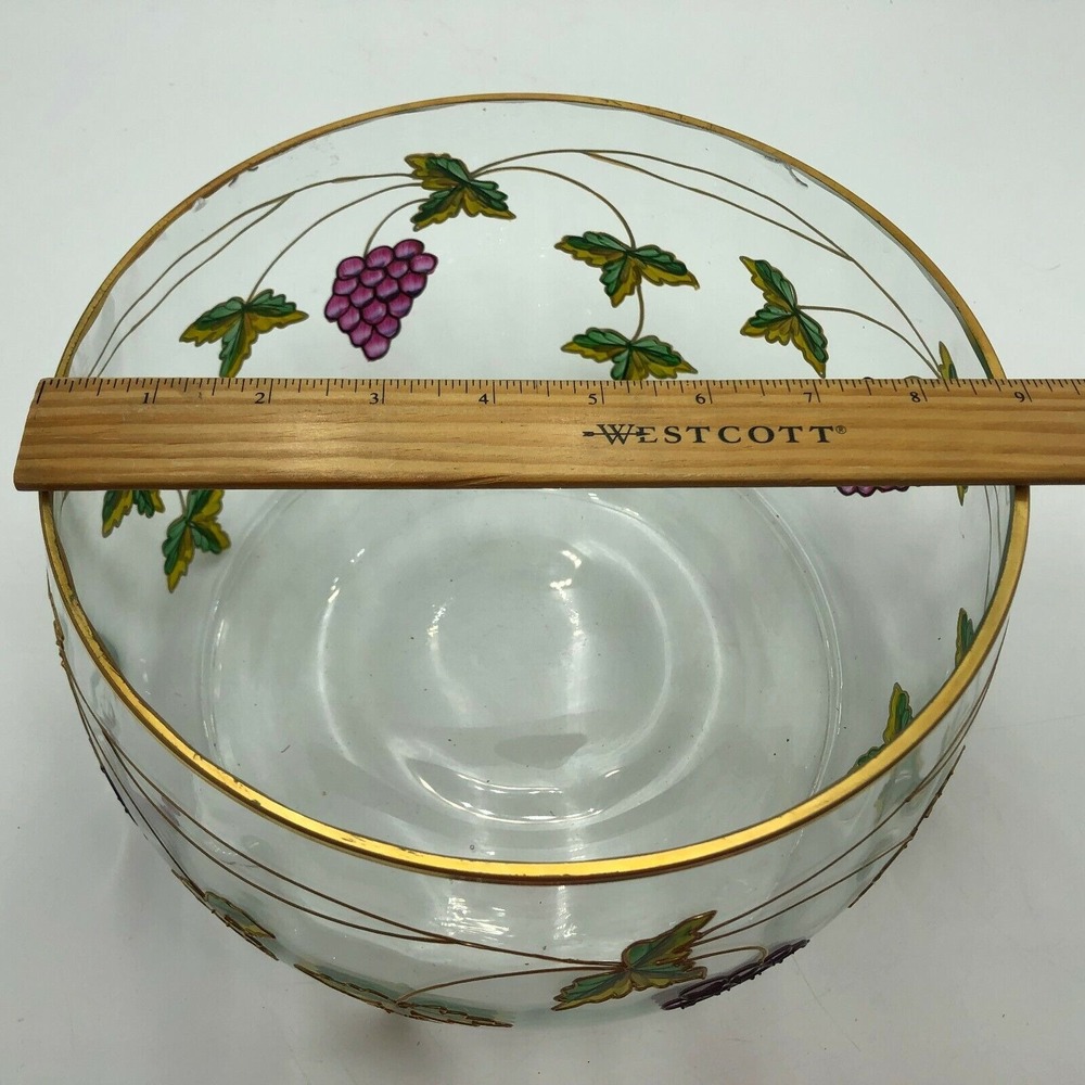 CRYSTAL CLEAR HANDCRAFTED BOWL GRAPE DESIGN MADE IN ROMANIA - Picture 10 of 11